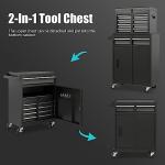 Goplus Tool Chest, 5-Drawer Rolling Tool Storage Cabinet with Detachable Top Tool Box, Liner, Universal Lockable Wheels, Adjustable Shelf, Locking Mechanism, Metal Tool Cart for Garage Workshop