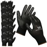 ACKTRA Ultra-Thin PU Safety WORK GLOVES 12 Pairs, WG002 Black/Black, Small