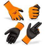 ACKTRA Ultra-Thin PU Safety WORK GLOVES 12 Pairs, WG002 Black/Black, Small