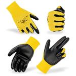 ACKTRA Ultra-Thin PU Safety WORK GLOVES 12 Pairs, WG002 Black/Black, Small