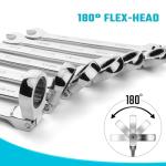 DURATECH 9-Piece Flex-Head Ratcheting Wrench Set, Combination Wrench Sets, 72 Tooth, Metric, 8, 10, 11, 12, 13, 14, 15, 16, 17mm, CR-V Steel, with Rolling Pouch