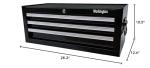 Workington Industrial 3 Drawers Portable Metal Intermediate Box, 26" Middle Tool Chest Cabinet with Ball Bearing Drawer Slides, Steel Tool Storage Box Organizer 4009 Black