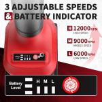 FULLYEA Cordless Angle Grinder,4-1/2 inch Brushless Electric Grinder Power Tools, 12000 RPM, 2x4.0Ah Battery, 3 Variable Speeds Metal Grinder with Auxiliary Handle for Cutting, Grinding, Polishing