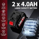 FULLYEA Cordless Angle Grinder,4-1/2 inch Brushless Electric Grinder Power Tools, 12000 RPM, 2x4.0Ah Battery, 3 Variable Speeds Metal Grinder with Auxiliary Handle for Cutting, Grinding, Polishing