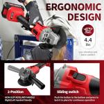 FULLYEA Cordless Angle Grinder,4-1/2 inch Brushless Electric Grinder Power Tools, 12000 RPM, 2x4.0Ah Battery, 3 Variable Speeds Metal Grinder with Auxiliary Handle for Cutting, Grinding, Polishing