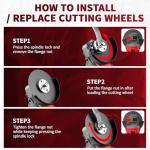 FULLYEA Cordless Angle Grinder,4-1/2 inch Brushless Electric Grinder Power Tools, 12000 RPM, 2x4.0Ah Battery, 3 Variable Speeds Metal Grinder with Auxiliary Handle for Cutting, Grinding, Polishing