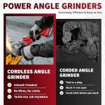 FULLYEA Cordless Angle Grinder,4-1/2 inch Brushless Electric Grinder Power Tools, 12000 RPM, 2x4.0Ah Battery, 3 Variable Speeds Metal Grinder with Auxiliary Handle for Cutting, Grinding, Polishing