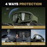 VOZAPOW Airsoft Goggles OTG, ANSI Z87.1+ Anti-Fog Tactical Safety Goggles, Impact-Resistant Dust-Proof Eye Protection