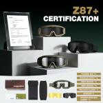 VOZAPOW Airsoft Goggles OTG, ANSI Z87.1+ Anti-Fog Tactical Safety Goggles, Impact-Resistant Dust-Proof Eye Protection