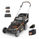 WORX Nitro 21" Cordless Lawn Mower, Brushless Electric Mower for 1/2 Acre, Push Lawn Mower with 7-Position Height Adjustment, 2 × 5.0 Ah Batteries & Charger Included, WG752