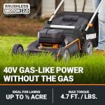 WORX Nitro 21" Cordless Lawn Mower, Brushless Electric Mower for 1/2 Acre, Push Lawn Mower with 7-Position Height Adjustment, 2 × 5.0 Ah Batteries & Charger Included, WG752