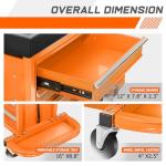 PM PERFORMOTOR 3-Drawer Tool Chest Rolling Mechanic Seat with Tool Trays,350lbs Max Weight Capacity, Orange,PM-TOL-RST1-OG
