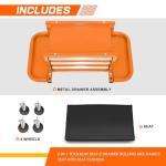 PM PERFORMOTOR 3-Drawer Tool Chest Rolling Mechanic Seat with Tool Trays,350lbs Max Weight Capacity, Orange,PM-TOL-RST1-OG