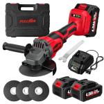 FULLYEA Cordless Angle Grinder 4-1/2 inch, 12000 RPM Brushless Motor Electric Grinder Power Tools with 2x4.0Ah Battery & Fast Charger, Power Metal Grinder for Cutting, Grinding, Polishing