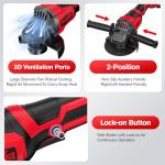 FULLYEA Cordless Angle Grinder 4-1/2 inch, 12000 RPM Brushless Motor Electric Grinder Power Tools with 2x4.0Ah Battery & Fast Charger, Power Metal Grinder for Cutting, Grinding, Polishing