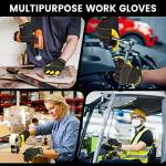 JUMPHIGH Mens Work Gloves, Synthetic Leather Mechanic Gloves, Utility, Touchscreen, Multipurpose, Construction, Warehouse, Truck Driving (L)