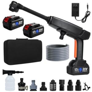 Beiguoo Cordless Pressure Washer Battery Powered, Cordless Power Washer, 1450 PSI Portable Handheld Power Washer with Brushless Motor, 6-in-1 Nozzel, 2pcs 4.0Ah Battery Pressure Washer for Car, Home