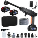 Beiguoo Cordless Pressure Washer Battery Powered, Cordless Power Washer, 1450 PSI Portable Handheld Power Washer with Brushless Motor, 6-in-1 Nozzel, 2pcs 4.0Ah Battery Pressure Washer for Car, Home