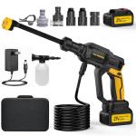 Cordless Pressure Washer Cordless Power Washer, 400W Brushless Motor, 3 Speed Modes, Max Pressure 1500PSI, 6-in-1 Swivel Nozzle, 16.4FT Hose, Cordless for Cars/Floors/Gardens Cleaning