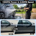 Cordless Pressure Washer Cordless Power Washer, 400W Brushless Motor, 3 Speed Modes, Max Pressure 1500PSI, 6-in-1 Swivel Nozzle, 16.4FT Hose, Cordless for Cars/Floors/Gardens Cleaning