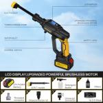 Cordless Pressure Washer Cordless Power Washer, 400W Brushless Motor, 3 Speed Modes, Max Pressure 1500PSI, 6-in-1 Swivel Nozzle, 16.4FT Hose, Cordless for Cars/Floors/Gardens Cleaning