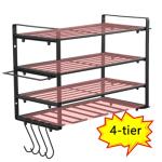 Power Tool Organizer, 4 Layers Heavy Duty Metal Tool Shelf, Drill Holder Wall Mount, Utility Storage Rack for Cordless Drill Charging Station Screwdriver, black
