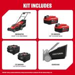 CRAFTSMAN Push Mower 15 in, 2 x 4 Ah V20 Batteries and 2 Chargers Included, Up to 45 Min of Runtime, Lightweight, Easy to Maneuver Electric Lawn Mower Cordless with Grass Bag (CMCMWP120M2)