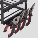 Power Tool Organizer, 4 Layers Heavy Duty Metal Tool Shelf, Drill Holder Wall Mount, Utility Storage Rack for Cordless Drill Charging Station Screwdriver, black