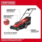 CRAFTSMAN Push Mower 15 in, 2 x 4 Ah V20 Batteries and 2 Chargers Included, Up to 45 Min of Runtime, Lightweight, Easy to Maneuver Electric Lawn Mower Cordless with Grass Bag (CMCMWP120M2)