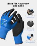 Safety Work Gloves MicroFoam Nitrile Coated-12 Pairs Pack,Blue Seamless Knit Nylon Glove with Black Micro-Foam Nitrile Grip,Ideal for General Purpose,Automotive,Home Improvement,Painting(Large)