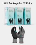 Safety Work Gloves MicroFoam Nitrile Coated-12 Pairs Pack,Blue Seamless Knit Nylon Glove with Black Micro-Foam Nitrile Grip,Ideal for General Purpose,Automotive,Home Improvement,Painting(Large)