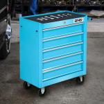 DNA Motoring 5-Drawer Plastic Top Rolling Tool Cabinet with Keyed Locking System,13" D x 24.5" W x 30.3" H, Blue, TOOLS-00485