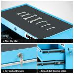 DNA Motoring 5-Drawer Plastic Top Rolling Tool Cabinet with Keyed Locking System,13" D x 24.5" W x 30.3" H, Blue, TOOLS-00485