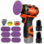 Brushless Small Sander with 36PCS Sandpapers, 2 Variable Speed Cordless Sander (0-500/0-3000 RPM), 2Pcs 3.0Ah Batteries, Mini Compact Electric Sander for Wood, Metal, Paint Removal, and DIY Projects