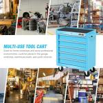 DNA Motoring 5-Drawer Plastic Top Rolling Tool Cabinet with Keyed Locking System,13" D x 24.5" W x 30.3" H, Blue, TOOLS-00485