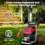 AMERISUN Electric Pressure Washer, 2800 Max PSI and 2.0 GPM, Power Washer with Onboard Soap Tank, Spray Gun and 25 FT Hose, 5 Nozzle Set (1 Turbo), for Cars/Driveways/Patios/Furniture/Deck