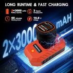 Brushless Small Sander with 36PCS Sandpapers, 2 Variable Speed Cordless Sander (0-500/0-3000 RPM), 2Pcs 3.0Ah Batteries, Mini Compact Electric Sander for Wood, Metal, Paint Removal, and DIY Projects