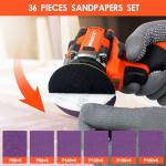 Brushless Small Sander with 36PCS Sandpapers, 2 Variable Speed Cordless Sander (0-500/0-3000 RPM), 2Pcs 3.0Ah Batteries, Mini Compact Electric Sander for Wood, Metal, Paint Removal, and DIY Projects