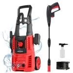 Electric Pressure Washer, 1850 PSI Max,3.0 GPM, 5" Wheels, 18M Cord/Hose Length Max, Power Washer for Patio, Car, Driveway, Fence & Home Cleaning