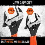 HORUSDY Adjustable Wrench Set | 2-Piece | 6-Inch and 10-Inch Wrenches | Metric & SAE Scales | Cushion Grip Wrench | Cr-V Steel