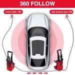 Electric Pressure Washer, 1850 PSI Max,3.0 GPM, 5" Wheels, 18M Cord/Hose Length Max, Power Washer for Patio, Car, Driveway, Fence & Home Cleaning