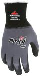 MCR Safety Gloves N96790S Ninja BNF 15 Gauge Nylon/Spandex Shell with NFT Coated Palm & Fingertips, Small, Black/Gray