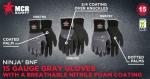 MCR Safety Gloves N96790S Ninja BNF 15 Gauge Nylon/Spandex Shell with NFT Coated Palm & Fingertips, Small, Black/Gray