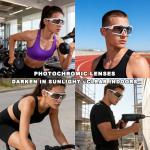 Awdchny Photochromic Z87 Sunglasses for Men Women Safety Sports Sunglasses for Running Cycling ANSI Z87 TR90 Frame UV400 Protection 8001