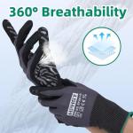 HPHST Work Gloves Micro-Foam Nitrile Coated, Breathable and Durable Nylon Working Gloves with Tiger Stripes Grip for Men Women, for Automotive Electronic Assembly (Grey, Large (Pack of 12))