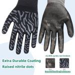 HPHST Work Gloves Micro-Foam Nitrile Coated, Breathable and Durable Nylon Working Gloves with Tiger Stripes Grip for Men Women, for Automotive Electronic Assembly (Grey, Large (Pack of 12))