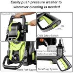 2026NEW Pressure Power Washer 4500PSI with 4 Quick Connect Nozzles, Inlet Hose & Filter, Foam Cannon for Cars/Fences/Driveways/Patios/Home Cleaning, Green