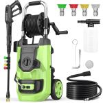 Imdot 2026 New Pressure Cleaner PSI5000 with 3 Levels Adjustable Pressure Gun, Portable Pull-Handle, 4 Nozzles and Foam Cannon, Heavy Duty Cleaner Machine for Home/Car/Fence/Garden, Green