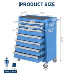 7-Drawer Tool Chest, Rolling Tool Cart, Large Capacity Tool Storage Cabinet with Keyed Locking and Drawer Liners, Link Buckle, and Can Be Combined to Large Cabinet Set, for Garage, Workshop, Warehouse