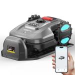 2026 New Robot Lawn Mower with App Control – Features Adjustable Cutting Height, Auto-Charging, Obstacle Detection and Brushless Motor for Lawns Up to 1/8 Acre, Dark Gray